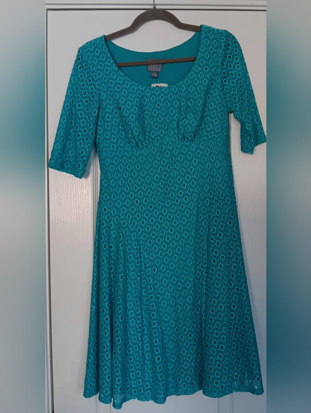 Rabbit Rabbit Rabbit Turquoise Eyelet Knee-length Dress - Picture 5 of 7